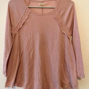 Vintage baby pink Hollister flowy long sleeve asymmetrical thermal size M